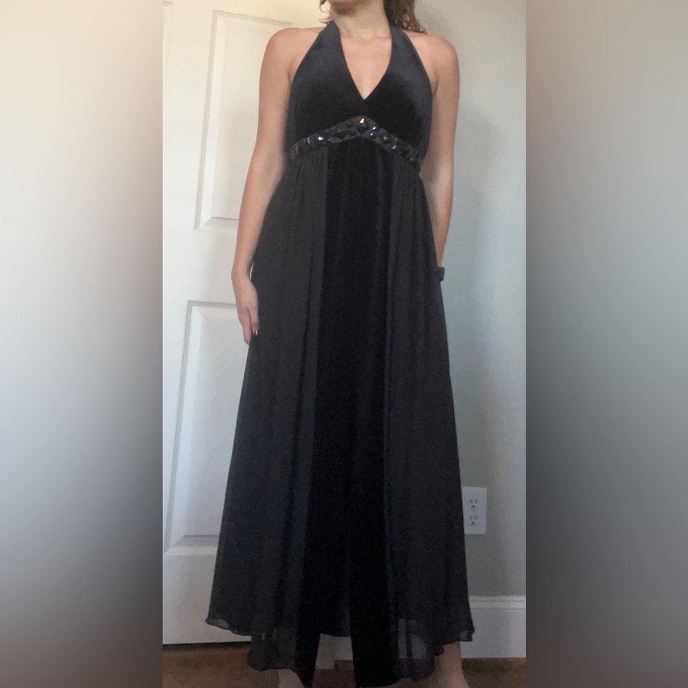 Bethany evening gown with velvet detail